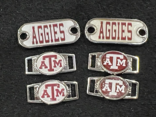 2~Texas A&M Aggies NCAA Paracord Charms Oval or Mini Dog Tag shoelace charms