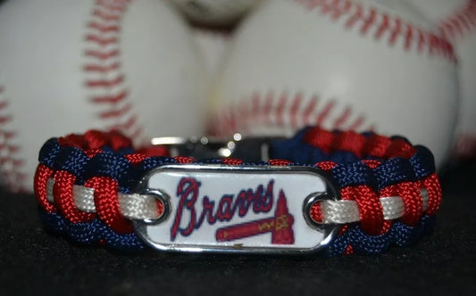 Atlanta Braves Paracord Bracelet w/ MLB Dog Tag and Metal Buckle AWESOME!!!