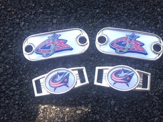 2 ~ Columbus Blue Jackets NHL Paracord Charms Oval or Mini Dog Tag shoelace charms