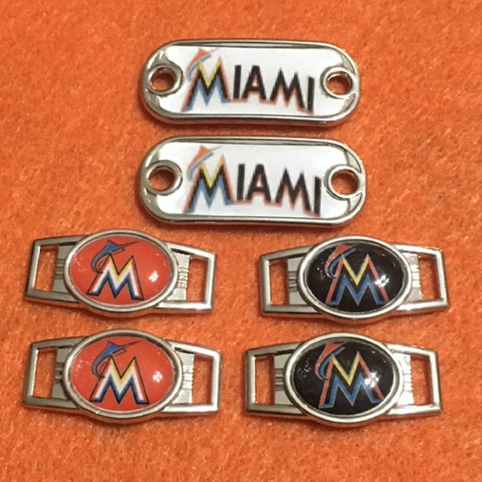 2 ~ Miami Marlins MLB Paracord Charms Oval or Mini Dog Tag shoelace charms