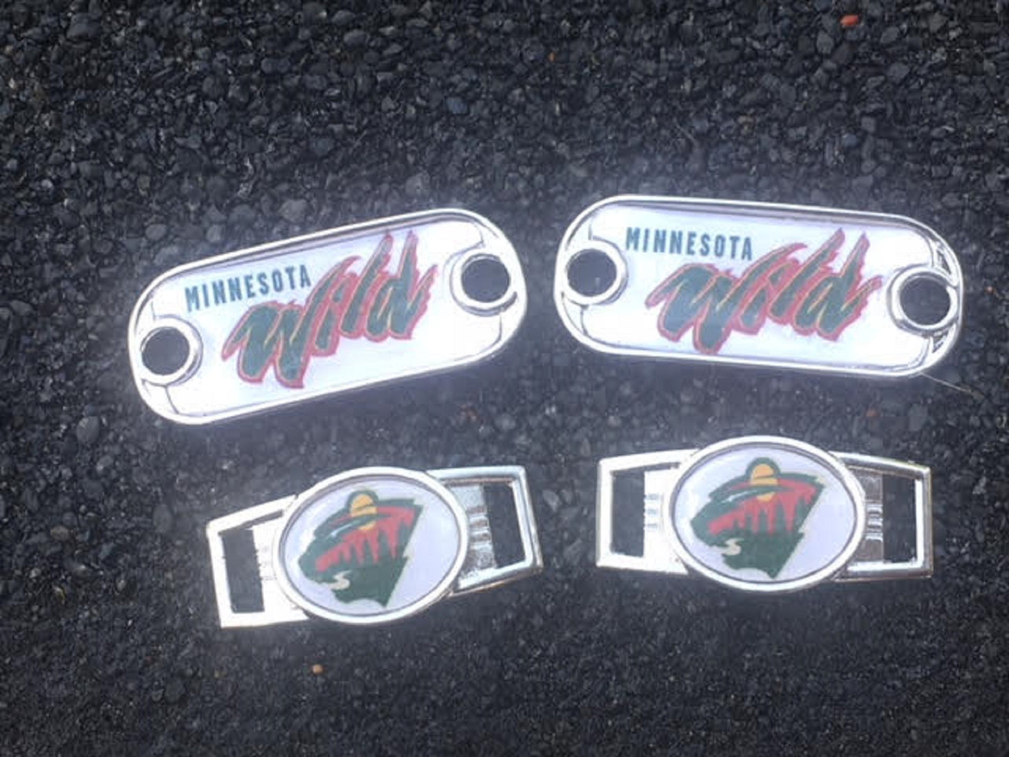 2 ~ Minnesota WIld NHL Paracord Charms Oval or Mini Dog Tag shoelace charms