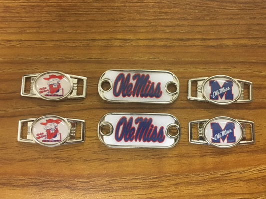 2~Ole Miss Rebels NCAA Paracord Charms Oval or Mini Dog Tag shoelace charms