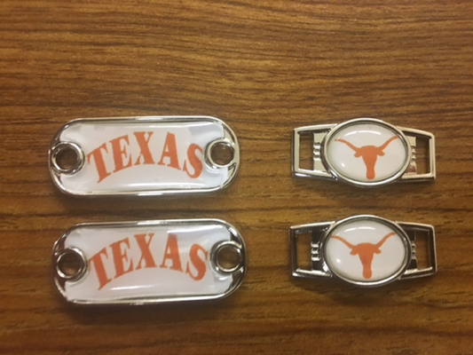 2~Texas Longhorns NCAA Paracord Charms Oval or Mini Dog Tag shoelace charms