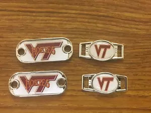 2~Virginia Tech Hokies NCAA Paracord Charms Oval or Mini Dog Tag shoelace charms