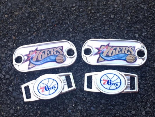 2 ~ Philadelphia 76ers Paracord Charms Oval or Mini Dog Tag shoelace charms