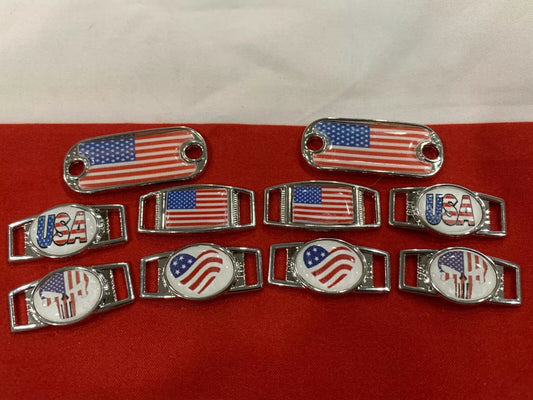2 -American Flag Paracord Charms. Dog Tags, Rectangles or Ovals.  **USA**