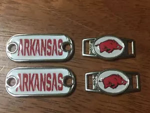 2~Arkansas Razorbacks NCAA Paracord Charms Oval or Mini Dog Tag shoelace charms