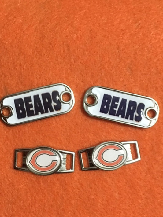 2 ~ Chicago Bears NFL Paracord Charms Oval or Mini Dog Tag shoelace charms