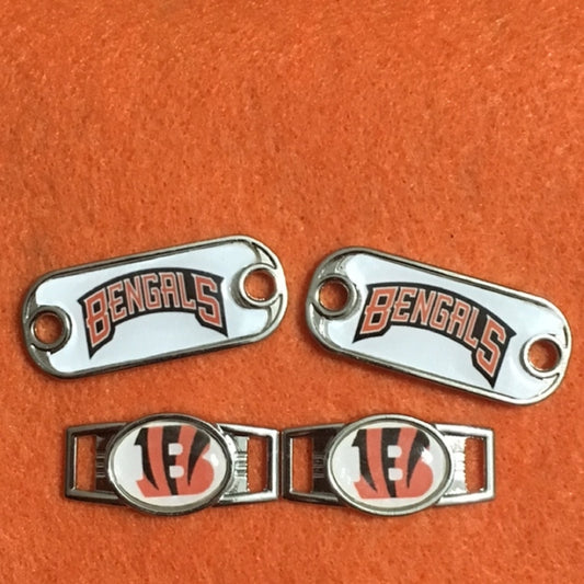 2 ~ Cincinnati Bengals NFL Paracord Charms Oval or Mini Dog Tag shoelace charms