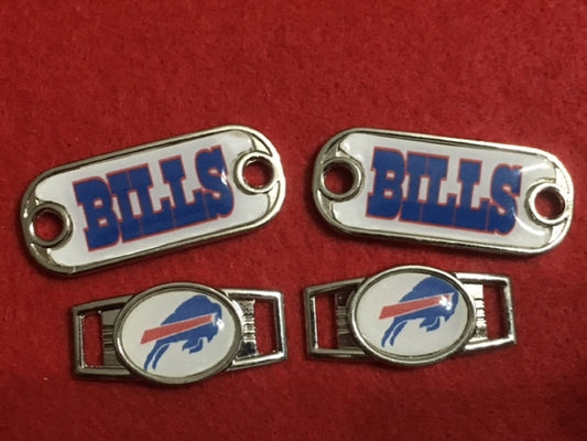 2 ~ Buffalo Bills NFL Paracord Charms Oval or Mini Dog Tag shoelace charms