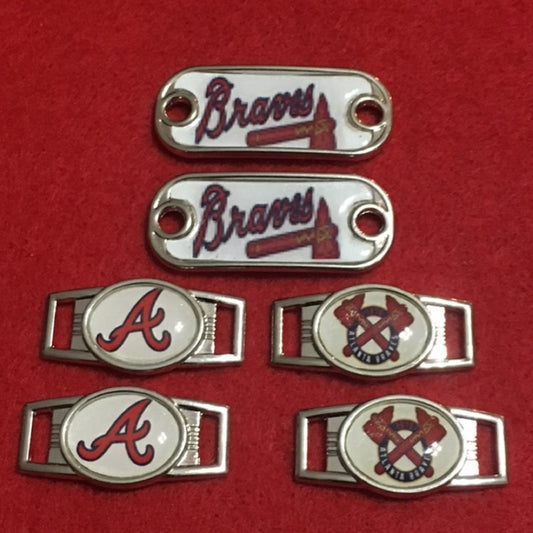 2 ~ Atlanta Braves MLB Paracord Charms Oval or Mini Dog Tag shoelace charms