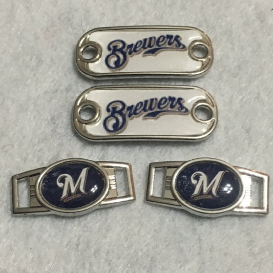 2 ~ Milwaukee Brewers MLB Paracord Charms Oval or Mini Dog Tag shoelace charms