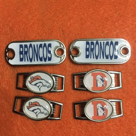 2 ~ Denver Broncos NFL Paracord Charms Oval or Mini Dog Tag shoelace charms