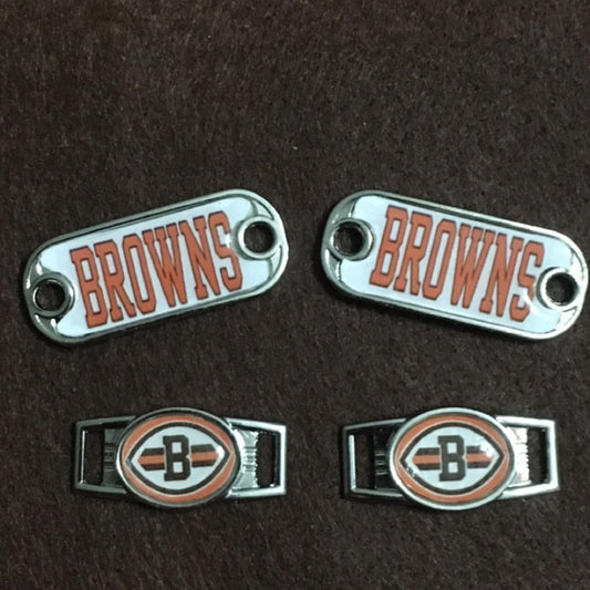 2 ~ Cleveland Browns NFL Paracord Charms Oval or Mini Dog Tag shoelace charms