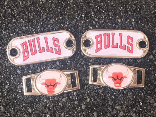 2 ~ Chicago Bulls NBA Charms Oval or Mini Dog Tag shoelace charms
