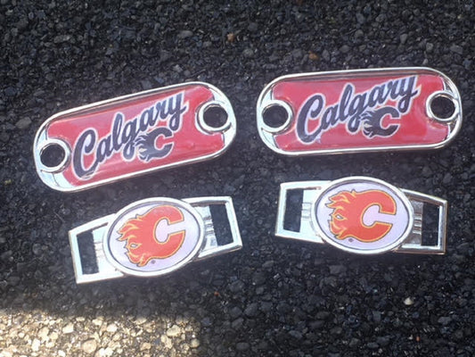 2 ~ Calgary Flame NHL  Paracord Charms Oval or Mini Dog Tag shoelace charms