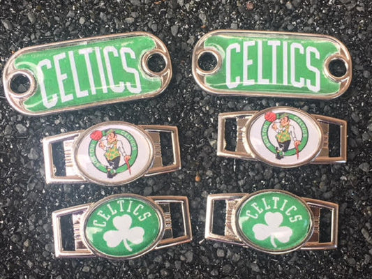2 ~ Boston Celtics NBA Paracord Charms Oval or Mini Dog Tag shoelace charms