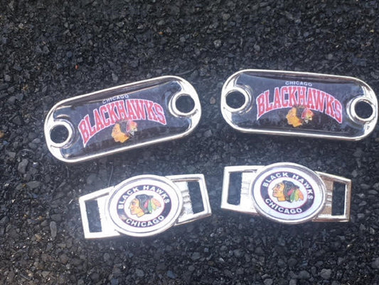 2 ~ Chicago Blackhawks NHL Paracord Charms Oval or Mini Dog Tag shoelace charms