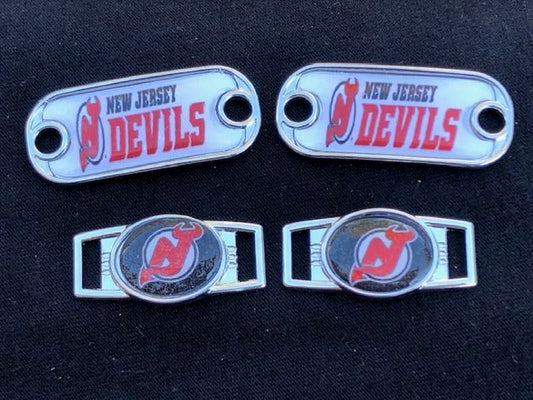 2 ~ New Jersey Devils NHL Paracord Charms Oval or Mini Dog Tag shoelace charms