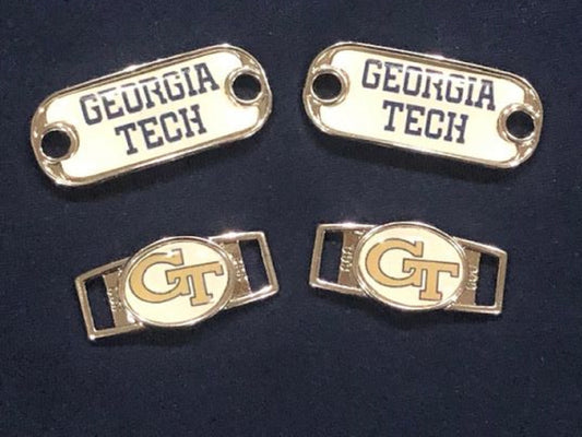 2~Georgia Tech Yellow Jacket Paracord Charms Oval or Mini Dog Tag shoelace charm