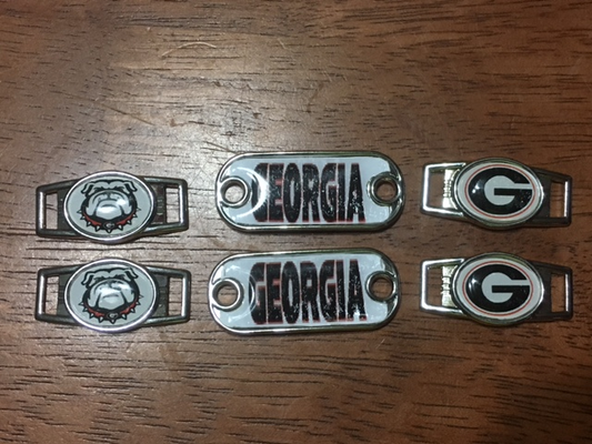 2~Georgia Bulldogs NCAA Paracord Charms Oval or Mini Dog Tag shoelace charms