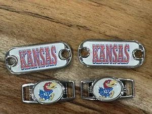2~Kansas Jayhawks NCAA Paracord Charms Oval or Mini Dog Tag shoelace charms