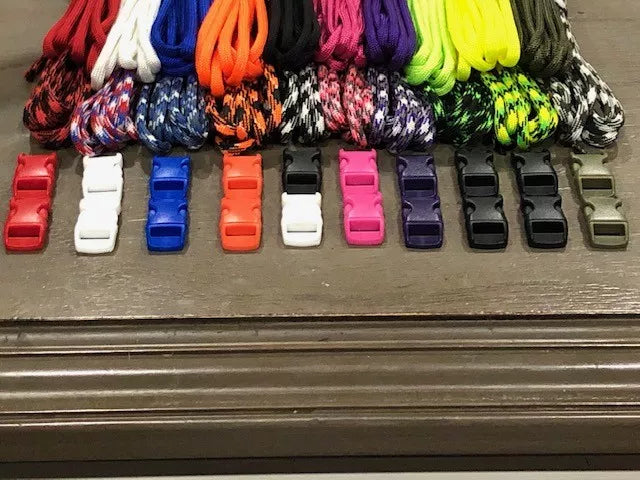 550 Paracord Kit for Parachute Cord Bracelet 200 feet and 20 Color Buckles *USA*