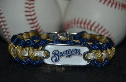 Milwaukee Brewers Paracord Bracelet w/ MLB Dog Tag and Metal Buckle AWESOME!!!