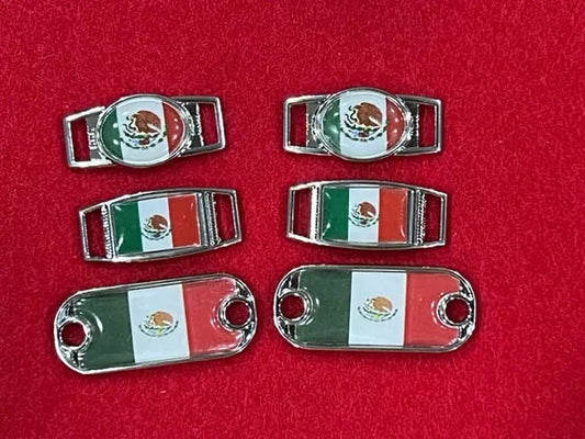 2-Mexican Flag Paracord Charms.  Rectangles, Ovals, or Mini Dog Tags.