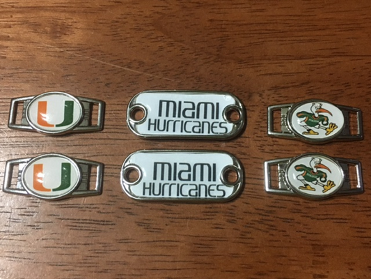 2~Miami Hurricanes NCAA Paracord Charms Oval or Mini Dog Tag shoelace charms