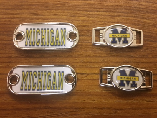 2~Michigan Wolverines NCAA Paracord Charms Oval or Mini Dog Tag shoelace charms