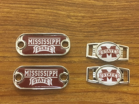 2~Mississippi State Bulldogs NCAA Paracord Charms Oval or Mini Dog Tag shoelace charms