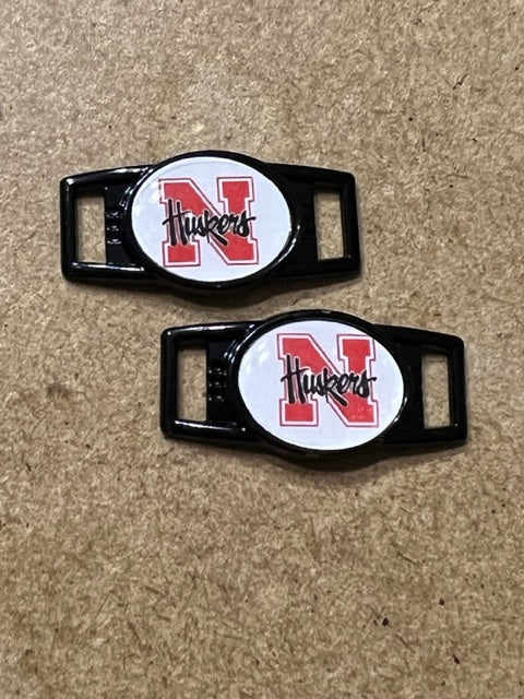2~Nebraska Cornhuskers NCAA Paracord Charms Oval or Mini Dog Tag shoelace charms