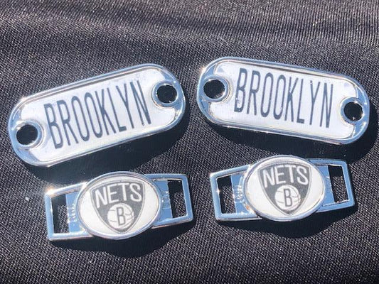 2 ~ Brooklyn Nets NBA Paracord Charms Oval or Mini Dog Tag shoelace charms