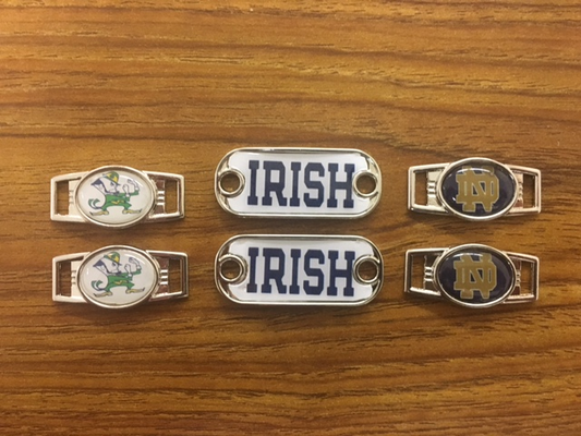 2~Notre Dame Fighting Irish Paracord Charms Oval or Mini Dog Tag shoelace charms