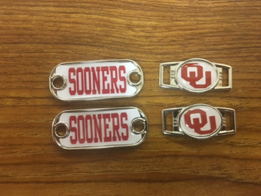 2~Oklahoma Sooners NCAA Paracord Charms Oval or Mini Dog Tag shoelace charms