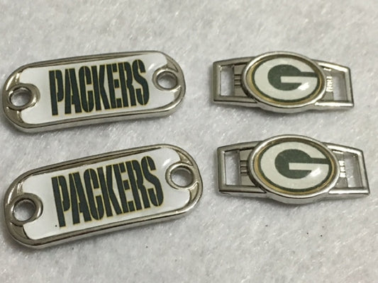 2 ~ Green Bay Packers NFL Paracord Charms Oval or Mini Dog Tag shoelace charms