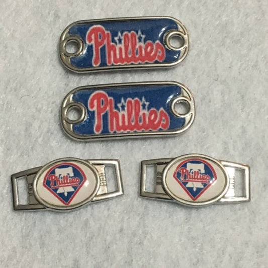 2 ~ Philadelphia Phillies MLB Paracord Charms Oval or Mini Dog Tag shoelace charms