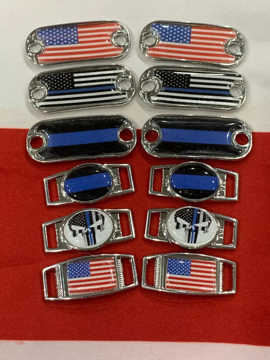 2-Police Department Thin Blue Line or American Flags Paracord Charms.