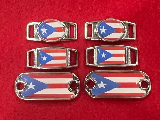 2 -Puerto Rico Flag Paracord Charms.  Rectangles, Ovals, Mini Dog Tags.