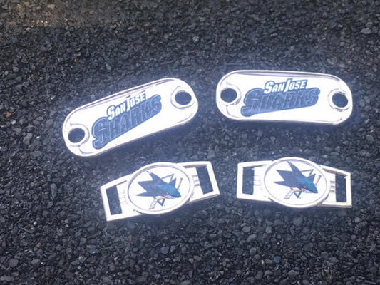 2 ~ San Jose' Sharks NHL Paracord Charms Oval or Mini Dog Tag shoelace charms