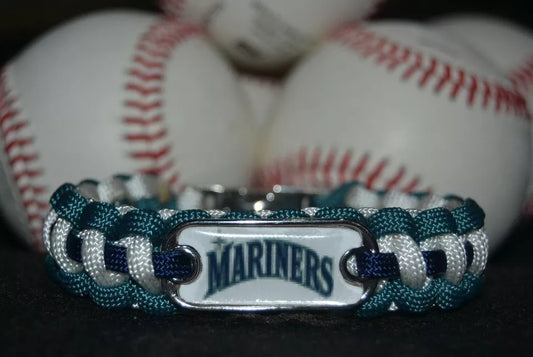 Seattle Mariners Paracord Bracelet w/ MLB Dog Tag and Metal Buckle AWESOME!