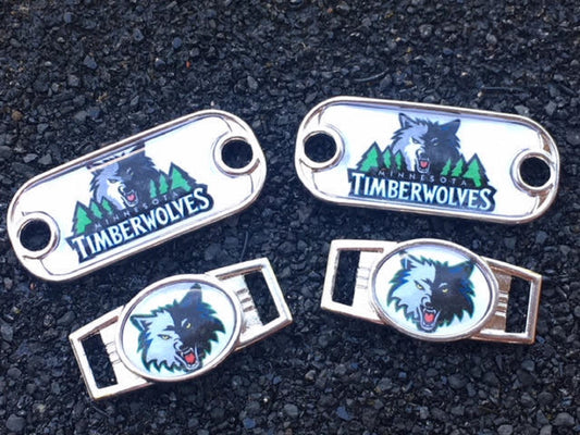 2 ~ Minnesota Timberwolves NBA Charms Oval or Mini Dog Tag shoelace charms