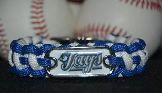 Toronto Blue Jays Paracord Bracelet w/ MLB Dog Tag and Metal Buckle AWESOME!!!