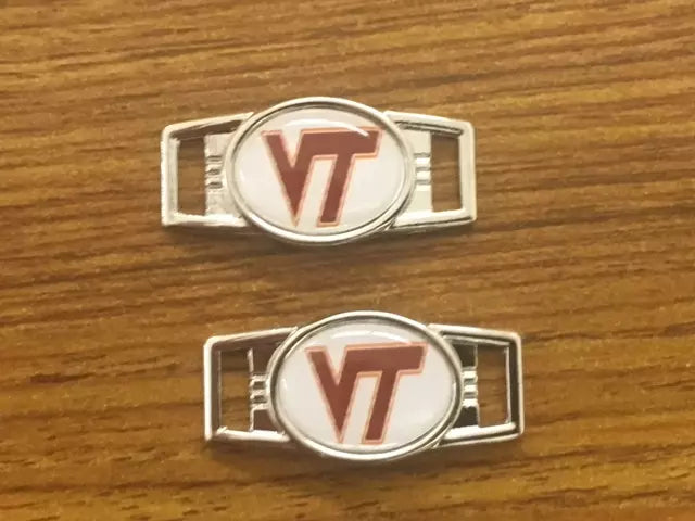 2~Virginia Tech Hokies NCAA Paracord Charms Oval or Mini Dog Tag shoelace charms